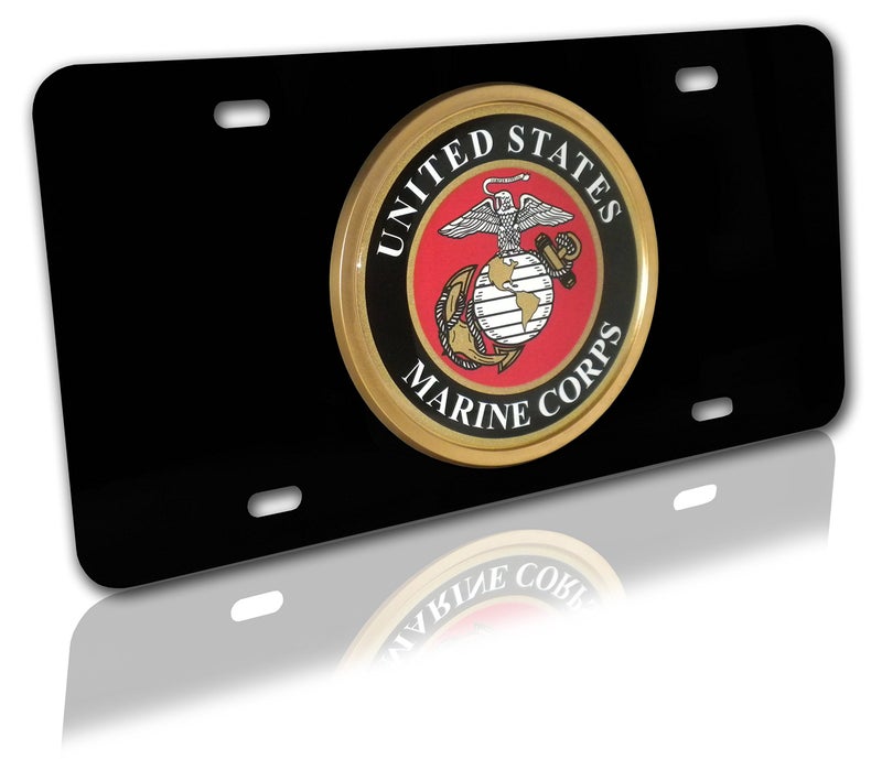 Elektroplate Officially Licensed United States Marine Corps All-Metal Black Steel Decorative Front Plate with 3D Emblem | Weatherproof Automotive Accessory for Cars, SUVs, Trucks (12" x 6") - Image 4